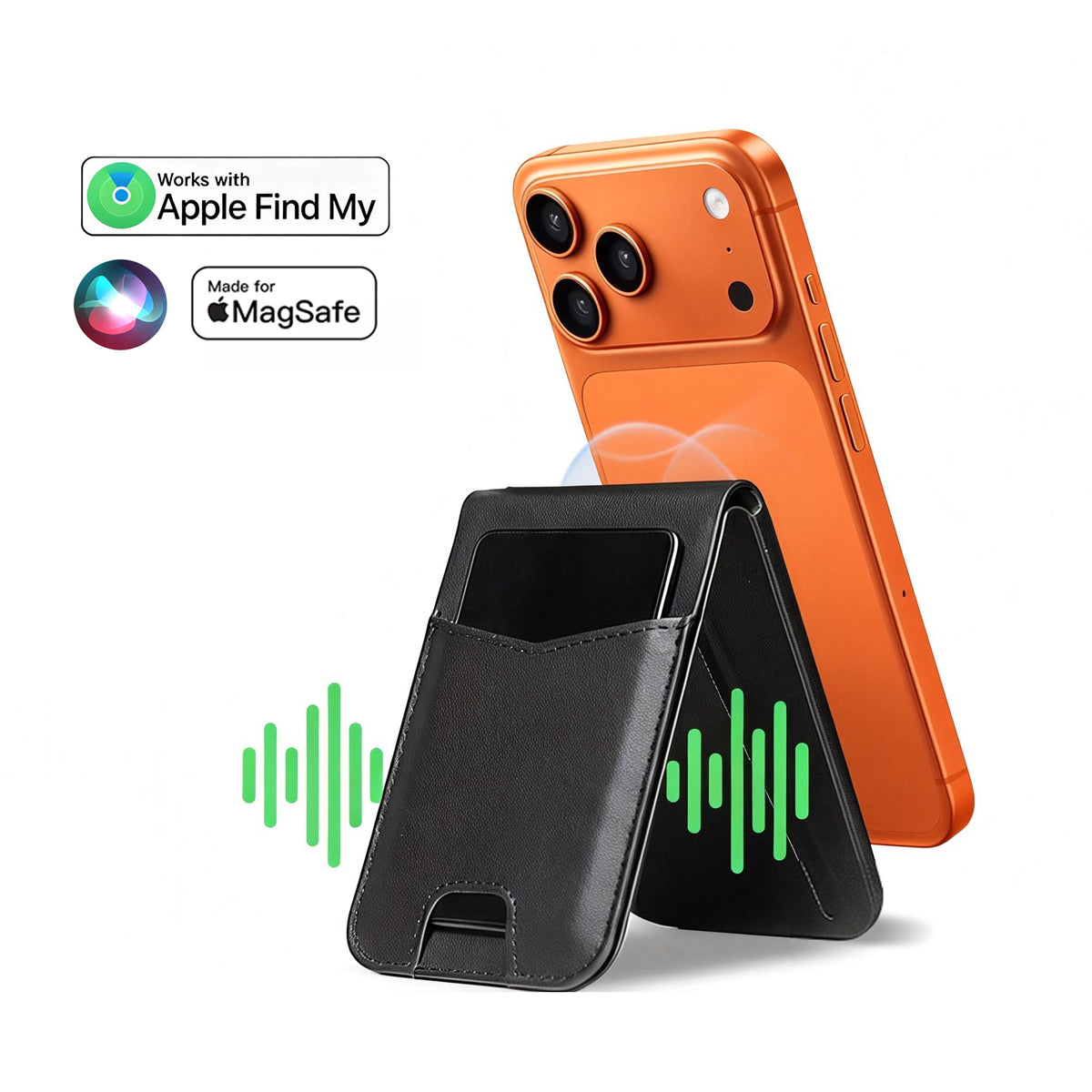 Slim MagSafe magnetic wallet, Card holder with Apple Find My tracking for iPhone/Android