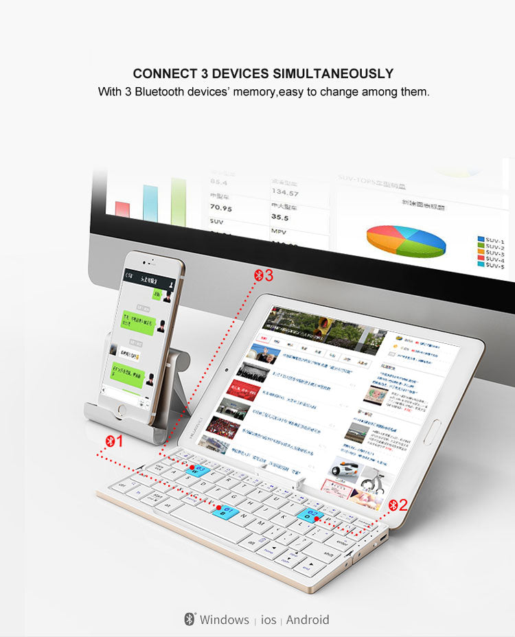 BOW Mini Foldable bluetooth keyboard for Phone Android Windows